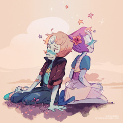 jeejyboard:  erysium: Could you imagine? 🌺 #hi this made me emotional#last one out of beach city - THAT was what pearl was imagining all these years ago#a free gem so wild and careless and ‘cool’ - meeting the love of her life and making her happy