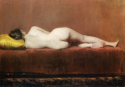 poeticsofdissolution:  William Merritt Chase, Nude recumbent, 1888 Paul Sieffert, Reclining nude, n.d. Leo Gestel, Reclining nude (seen from the back), 1911 Sanyu, Reclining nude, 1931 