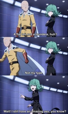 cavalier-renegade:  artemisthemp:  naavscolors:  Saitama is fucking savage.  Tornado ftw  I’d date her if she didn’t have the ability to telekinetically crush my balls for a limp dick   still worth tapping that~ &lt; |D