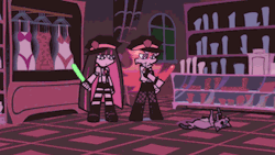Just Panty and Stocking, dressed as cops,