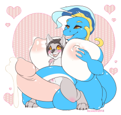 Me and one of my sons, snuggling. c:  This picture was drawn by the lovely MenMen! Check out some more of their work over here.