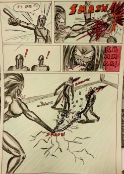 Kate Five vs Symbiote comic Page 103  Kate unleashes the beast on some poor rent-a-cops