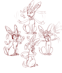 cladz:Some Sketches of my favorite Eevee! Look how cute she is! &gt;3&lt;x3!