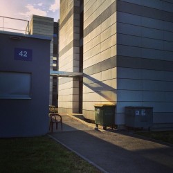 lonelychairsatcern:  #lonelychairsatcern chair outside #b42 #b40 in the afternoon #CERN