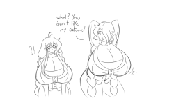 theycallhimcake:Just a random idea that I powered through while figuring out what to draw… XwX It’s fun when you doodle something out entirely in a short amount of time just to unleash it, regardless of how messy it is.