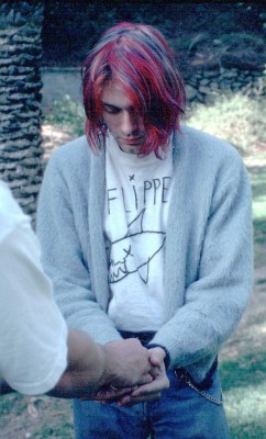nirvananews:  Kurt Cobain on set in Hollywood filming the ‘Come As You Are’ music video. Special thanks to photographer: John Gannon.