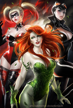 arkhamasylumpatient108:  With girls like Poison ivy, Harley Quinn and Catwoman it gets harder (seriously f*#cking hard) and harder for me to be a good girl when being bad just looks so damn good! &lt;3