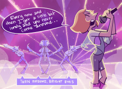 madidrawsthings:  2“I can sing!!” Saw this post and I didn’t recognize the lyrics were from “Total Eclipse of the Heart” right off the bat. So I ended up looking up the music video and I couldn’t stop myself from drawing Pearl doing her own