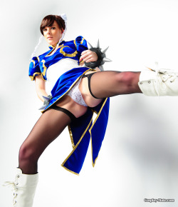 One more picture of Chun-li cosplay. Want to know why I like my job so much? I was holding her feet up in the air when that picture was taked 