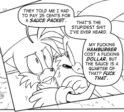 fini-mun: Was working on a panel and then suddenly I decided to live vicariously through Tails and have him address the important things in life. 