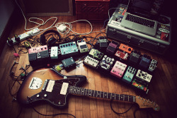 creativeburns:mesen-mampos:When in doubt, plug-in all your pedals and make more loud dirty noise.. New recording in progress.that’s one of the best pictures I’ve ever seen.