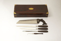 scinerds:  This is a surgical amputation kit from the 19th century. That is all. It looks beautiful and elegant — until you imagine someone performing an actual amputation using these tools. Probably with not terribly great anesthetic or antibiotics.