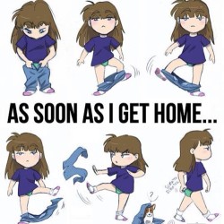 So damn true. Fuck pants! #pants #off #takeitoff #girl #whenigethome #cute #toon #funny #strip #girlproblems #fuckpants 