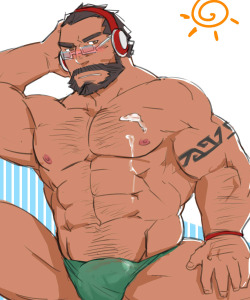 bara-detectives:  Some hot “bara” from Saru!  (from his pixiv)  Source:  落書き(2013~2014) | SARU [pixiv] http://www.pixiv.net/member_illust.php?mode=medium&amp;illust_id=47490522 