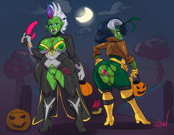 fedefyr:  You never get too old to go trick and treating with your mother, slutty orc or otherwise!  Another great commision by Dsan, if ya like the spookiness (and well…the other stuff!) check him out at http://dsanhentai.tumblr.com/ and let him know
