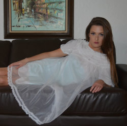 Tracys-Glamour:  Ruffled White Chiffon Vintage Babydoll Nightgown By Empressjade
