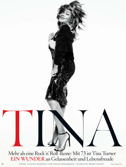 blackfashion:  Tina Turner photographed by Knoepfel &amp; Indlekofer for Vogue Germany April 2013 Hair: Jennifer WagnerMakeup: Luca MannucciStylist: Nicola Knels