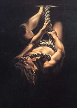 Untitled (Rope III) by J. Ande, 1996, 72&quot; x 49&quot;, oil on canvas.