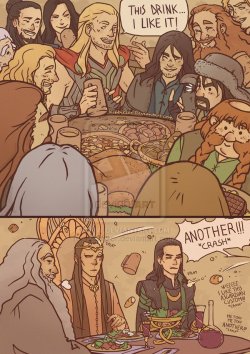 icefeels:  dorkly:  Thor Parties with Dwarves in this Marvel/Tolkien Crossover In this crossover by Deviant Art user “Kibbitzer&ldquo; all evil is about to be thoroughly concussed.  HAHA YEAH