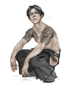 lexxercise:  If you keep making that face, it’ll get stuck that way. Inspired by januariat’s tattooed Levi.