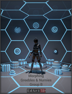 EdArt3D is expanding its SciFi oriented products offering - Morphing Greebles &amp; Nurnies Group B. This set contains a total of 20 morphing props (10 normal &amp; 10 SubD versions). 4 Morphs and 3 MATs Zones per prop. A total of 20 MATs presets (4 color