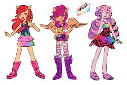 asksexpositivefluttershy: mithridate:  I drew the truly heinous Cutie Mark Crusader Wild Rainbow doll set. It was fun!  I love this, it’s like the Crusaders got their marks in “The 80s” 