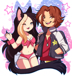 Drew a little thing for Suzy and Arin &lt;3 A while back Suzy mentioned on twitter how she and Arin were watching Space Dandy and I had to draw this, I finally got a chance to finish it now. ☆*:.｡. o(≧▽≦)o .｡.:*☆