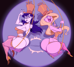 slewdbtumblng:  dacommissioner2k15:  Happy New REA…’er…YEAR, 2016!! COMMISSIONED ARTWORK done by: SLBtumblng: http://slbtumblng.tumblr.com/ Concept and idea: me The final pinup of 2015…  I’m swinging into 2016 with the two muses that I’d
