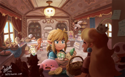 bettykwong:Princess Peach’s Bakery 🍰🍩🥖🎂 It has been a while since I did a painting like this. I’m so excited for the game! ❤️