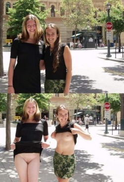 exposed-in-public:  Before and after on Flashing Friday from http://exposed-in-public.tumblr.com/