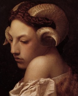 joachimmurat:  fileformat:  head of a woman with the horns of a ram (gérôme), mexican model andrea carrazco  The fauns walk among us. 