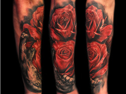 tattoos:  roses by Max Pniewski (by Southmead