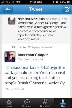 celob:  Anderson Cooper - For those who missed this morning, Anderson Cooper took some chick to college.    