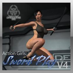 Action Girls: Sword Play is a set of 15 bad-ass sexy poses (and their mirror poses) for Victoria 4. Attack or Defense, Sci-fi or Savage, Sword Play has a bit of everything for your next V4 action scene! Set contains 15 individual poses and 15 Mirrored