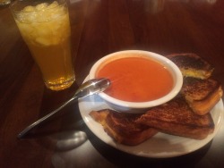 Grilled cheese, and tomato soup.  Yummmm!