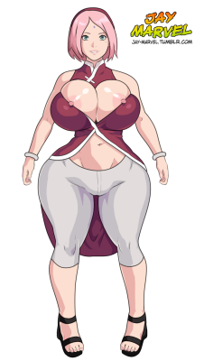 jay-marvel:  Only version of Sakura I hadn’t done yet was from the last movie, so here ya go! Tried to do more boob focus for this and the Hinata pic I’m finishing up now.    ;9