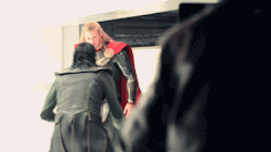 herbackhurts:  #my favorite thing#is the way loki scrambles to back up #trying to be smooth and polished about it #but you can see the hints of skittering to him #meanwhile thor’s just fucking rolling right up in there #the only thing that even