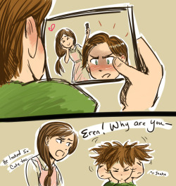 mika213:Eren hates having his hair done. He knows Mikasa likes his messy, wild hair.I know I had some doodle requests sitting in my ask inbox forever now but I haven’t forgotten about them. Tumblr is acting dumb and deleted this one cute prompt but