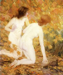 artbeautypaintings:  Nymphs in the autumn woods - Francis Coates Jones