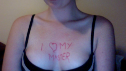 submissivesas:  Just took this to add to his anniversary present :)  &ldquo;I &lt;heart&gt; My Master&rdquo;