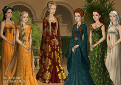 iameliamartell:  &ldquo;Queen you shall be… until there comes another, younger and more beautiful, to cast you down and take all that you hold dear.&rdquo; Arianne Martell - Myrcella Baratheon - Cersei Lannister - Sansa Stark - Margaery Tyrell - Daenerys