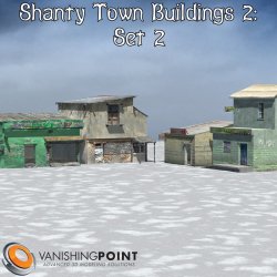 The  second set of buildings to build your own town and village. Includes 4  models which also work nicely with the other Shanty 2 Building Sets and  the Shanty 2 Town Blocks. This product is designed for use in Poser 5 and above. It has not been  tested