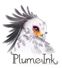 shunkawarakin:  gunkiss:  Logo Commission for Ada for her business “Plume &amp; Ink”She asked the logo included a cute secretary bird.  Never enough pretty secretary birds.  Wow &lt;333