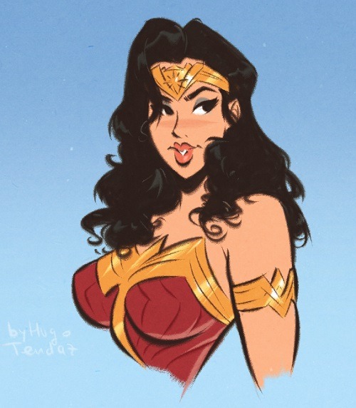 Porn Pics Wonder Woman - Bust - Cartoon PinUp Sketch