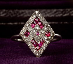 eriebasin:  1920s Art Deco Ruby and Diamond