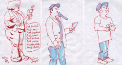 Here&rsquo;s a drawing of Robyn Whyte reading one of her erotic poems at the Buttcracker.  Sorry, asian dude who read poems about poo and anal sex, I can&rsquo;t remember your name.   I was really tickled by your stories, though. 