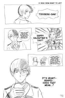 bunkitz: LATE AGAIN. *finger guns* Here’s a dumb potato-quality TodoMomo Valentine’s Day comic that stressed me out far too much. I had a blast drawing those hands in the last page, though. It turned out a little different from what I originally planned,