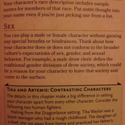 D&amp;D 5th edition player&rsquo;s handbook about choosing your character’s sex and gender. ☺️