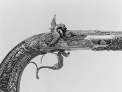 artdetails:  Detail of percussion target pistol, attributed to Antoine Vechte, c. 1850 