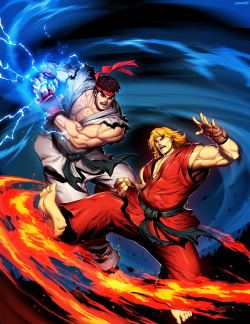 413x-kmkz:  Street Fighter Unlimited 1 cover - Ryu VS Ken by GENZOMAN 